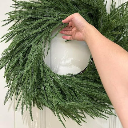 Christmas Flocked Wreath for Front Door-23 inches Outdoor Big Xmas Wreaths Home Articifial Flower Decor for Winter New Year