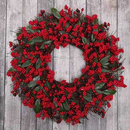 Farship 17.7'' Christmas Wreaths Red Berry Wreath, Xmas Wreath with Berries for Front Door, Holly Winterberry Wreath for Home Christmas Wall Fireplace Window Party Holiday Decor