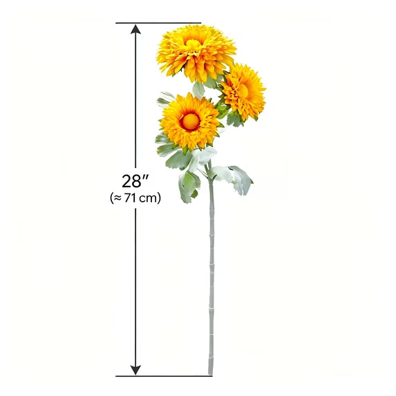 3 Pcs Artificial Sunflower Flowers, 28" Long Stem Silk Fake Sunflower Bouquet Decoration for Outdoor, Outdoor, Wedding, Fall Decor (Burnt Orange)