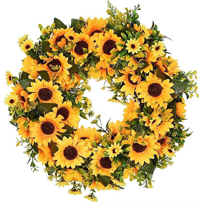 Artificial Sunflower Summer Wreath for the Front Door 16 Inch