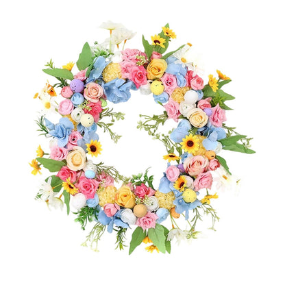 Farship Easter Wreath 17.7 Inches Easter Egg Spring Wreath for Front Door Easter Decoration for Indoor Outdoor