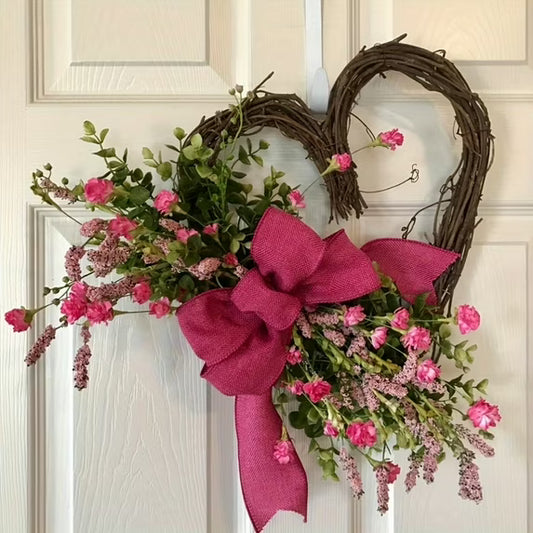 Farship Valentines Day Wreath 17.7in Valentines Wreaths for Front Door Outside Heart Wreath Decorations Valentines Day Decor for Home Indoor Outdoor with Bows