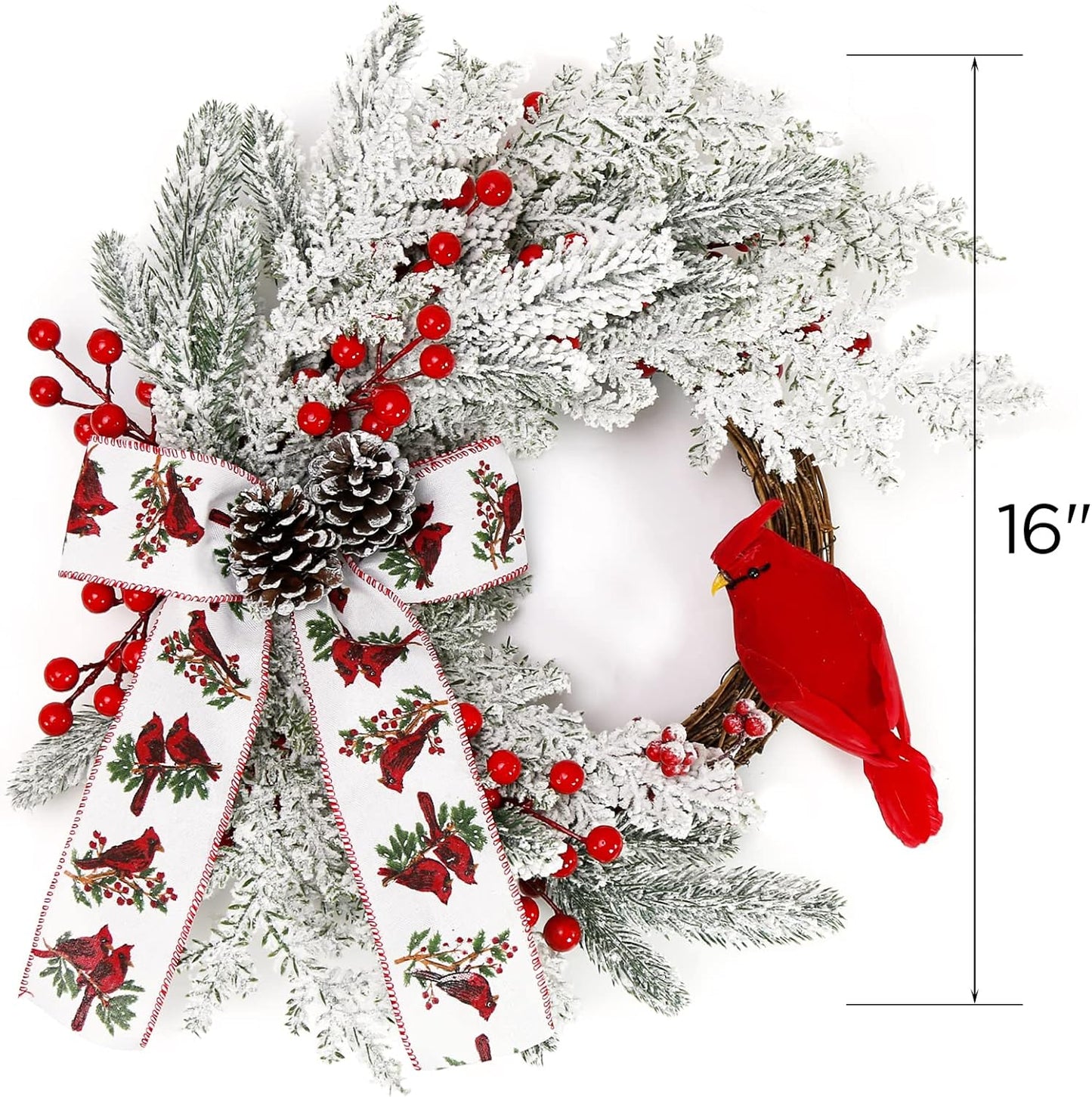 Farship 16" Farmhouse White Winter Wreaths for Front Door - Artificial