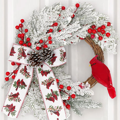 Farship 16" Farmhouse White Winter Wreaths for Front Door - Artificial