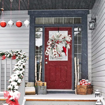 Farship 16" Farmhouse White Winter Wreaths for Front Door - Artificial