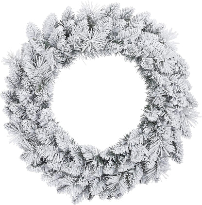 Farship 20" Winter Frost Flocked Wreath for Front Door