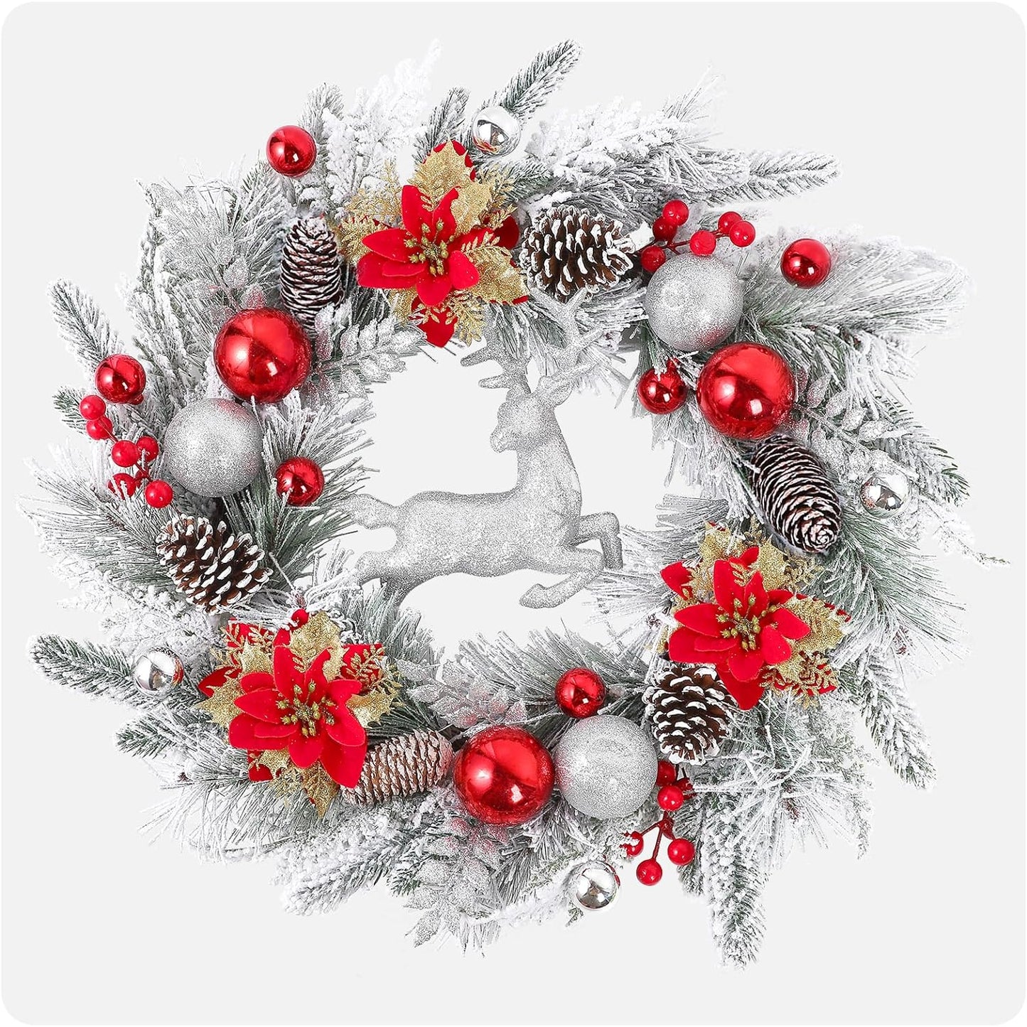 Farship 22" Winter Wreaths Flocked for Front Door - Artificial