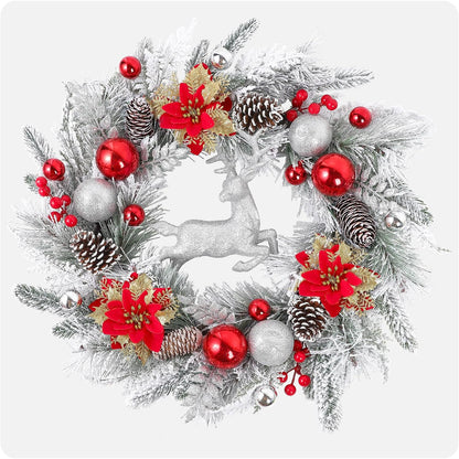 Farship 22" Winter Wreaths Flocked for Front Door - Artificial