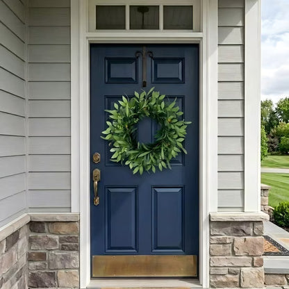 22 Inches Spring Summer Wreaths for Front Door-Artificial Olive Leaf Wreath with Berries Faux Greenery Wreath Farmhouse Rustic Wreath for Wall Window Decor