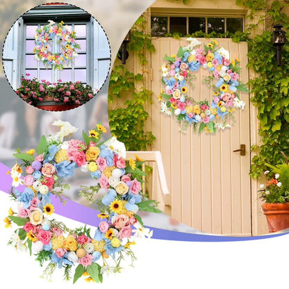 Farship Easter Wreath 17.7 Inches Easter Egg Spring Wreath for Front Door Easter Decoration for Indoor Outdoor