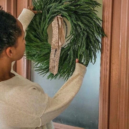 Christmas Flocked Wreath for Front Door-23 inches Outdoor Big Xmas Wreaths Home Articifial Flower Decor for Winter New Year