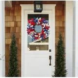 Memorial Day Wreath-20 inch 4th of July Wreath America Patriotic Door Wreath Red White and Blue Berry Forsythia Wreath Handcrafted Summer Front Door Wreath Seasonal Decor