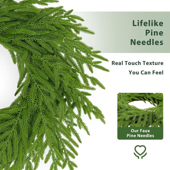 Christmas Flocked Wreath for Front Door-23 inches Outdoor Big Xmas Wreaths Home Articifial Flower Decor for Winter New Year