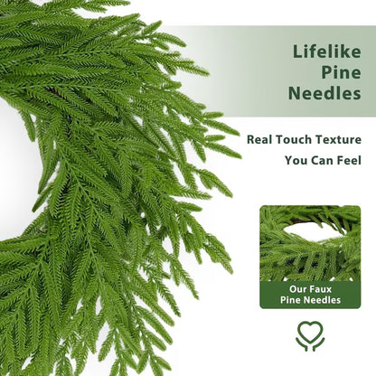 Christmas Flocked Wreath for Front Door-23 inches Outdoor Big Xmas Wreaths Home Articifial Flower Decor for Winter New Year