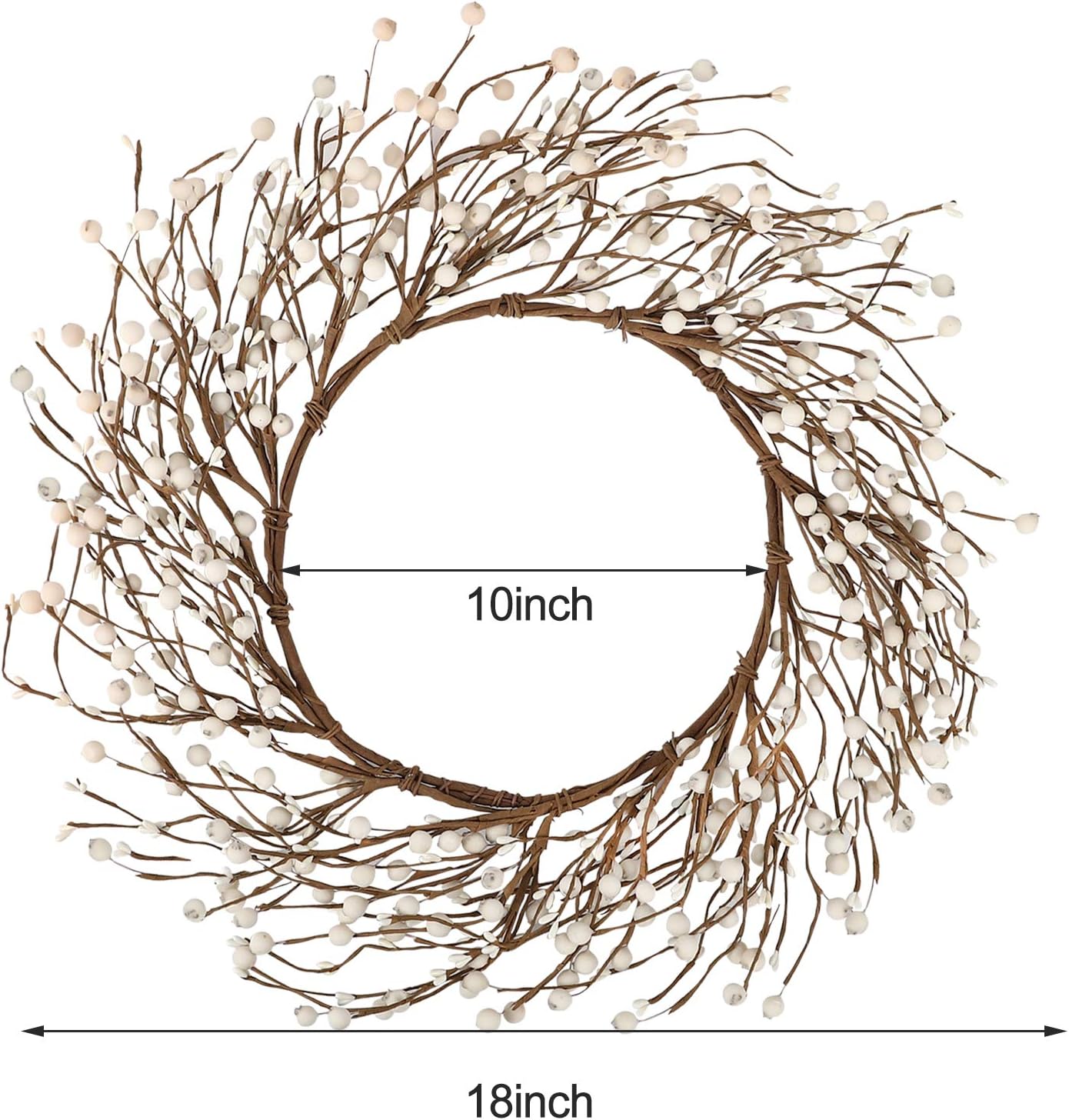 Farship 18" Artificial white berries Winter Wreath for Front Door