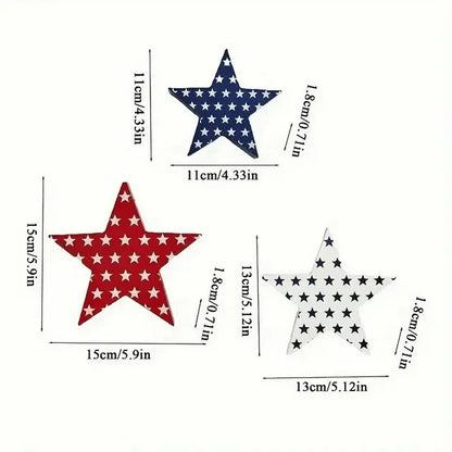 Farship Independence Day Hanging Decor Wooden Star Block 3pcs